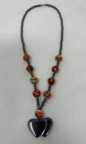 Hematite murano glass bead - murano,