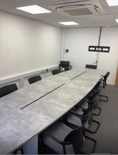 Stunning Industrial Boardroom Office Conference Meeting Room Table & 12 Chairs 