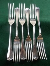 6 Vintage James Dixon Dessert Side Forks Ridged pattern Silver Plated