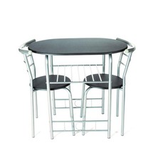 2 Seater Dining Set Metal Framed, MDF Black Table Top - Returns