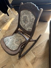 Rocking chair Victorian Antique Childrens Folding  Beautiful Period Tapestry