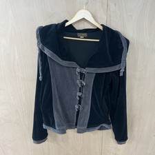 Gekko Camden 100% Cotton Velvet Black Fleeced Jacket Size M? Embroidered Hood