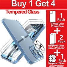 Case with Lens & Screen Protector for iPhone 14 13 12 11 Pro Max Mini Plus Case