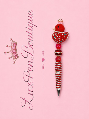 Red rhinestone duck - duck, pen