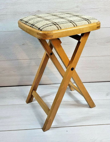 Vintage wooden folding - wooden, stool