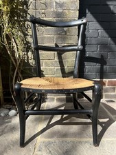 Vintage Ebonised Chair With Rush Seat Fireside Prayer  Nursing Side Occasional