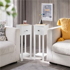 White bedside tables 2pcs slim - bedside,