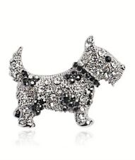 Elegant Rhinestone Embellished Scottie Dog Brooch Luxury Animal Sparkling Pin