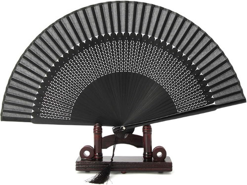 Silk folding fan bamboo - folding, wood
