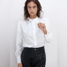 NWT Zara Women Ruffled Poplin