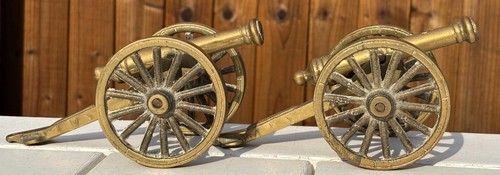 Brass artillery cannon - artillery, cannon-pair