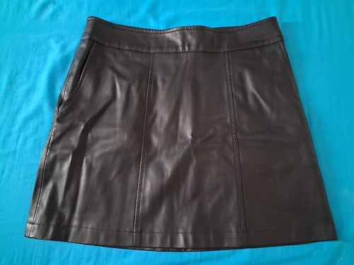 Black fake leather - black, miniskirt