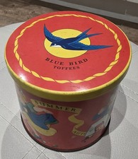 Vintage Blue Bird Toffees Tin.  Four Seasons Red Yellow Blue Kitsch Retro 