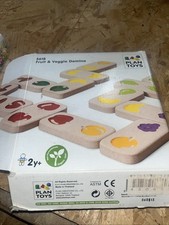 Plan Toys 28 Wooden Fruit Veg Dominos Good Condition All Complete Solid Wood