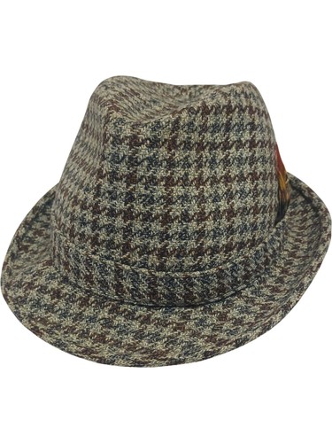 Vintage houndstooth fedora hat - vintage,