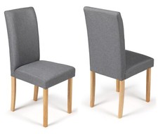 2 Grey Marl Fabric Dining Chairs Padded Seat Wood Legs Dining Kitchen Torino