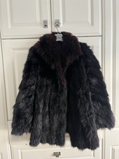 Ladies Red And Black Real Fur Coat Suit Size 14 16