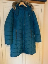 Joules Teal Cherington Long Quilted Coat Size 18