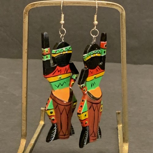 African drummer earrings - drummer,