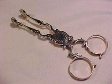 ANTIQUE PAIR ORNATE 18th CENTURY SILVER HALLMARKED ICE OR SUGAR NIPS = OPEN WIDE