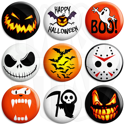 Halloween badges various - badges,