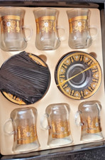 Stunning Turkish Arabic Tea Set of 6 Cups & Saucer Gift