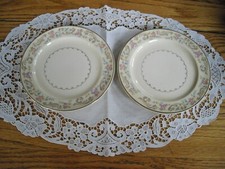 Vintage Paden City 6 3/8" Plates Pink Flowers Swirls ~ Set of 2 ~ 