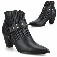 Womens Mid Block Heel Zip Up