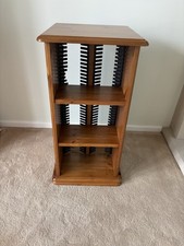 Solid Pine Rotating CD Storage Unit With Adjustable Shelves
