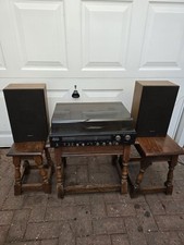 Vintage Sanyo G 2001 Turntable/Cassette Player/ Radio Tuner With Speakers