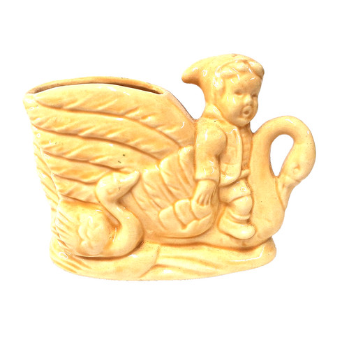 Vintage swan planter cherub - swan,