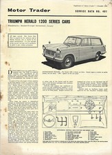 TRIUMPH HERALD 1200 SERIES, Service Data No 401 from Motor Trader, Nov 1962