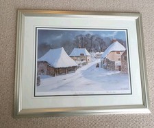 Framed Print of Peter Cosslett's  Winters Blanket Cockington Torquay Signed 32in