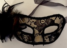 Solid Black Lace Mask With