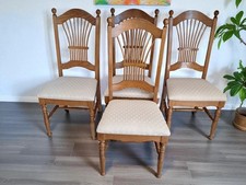 Vintage French Country Dining Chairs Fan Wheat Back Chairs Oak x 4 1980