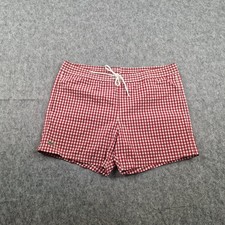 Lacoste  Shorts Mens Large Red White Mini Check Swim Trunks  Mesh Lined Croc
