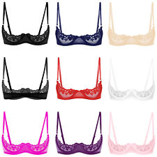 Womens Underwear Open Cups Lingerie Lace Bra Mesh Brassiere Sleepwear Top Sexy
