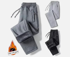 2025 Mens Fleece Lined Pants Winter Thick Trousers Casual Loose Warm Joggers HOT