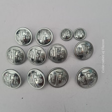 12 Vintage WW2 NFS National Fire Service Home Front Uniform Button Bundle