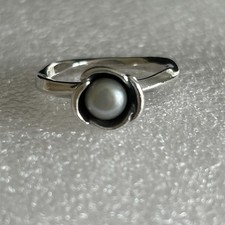 Genuine Pandora 🌟 My Wish Grey Pearl Ring  size 57 🌟 S925 ALE 