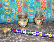 *ULTRA RARE* Antique CLOISONNÉ OPIUM PIPES/LAMP SET - Working Condition