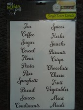 Nifty Kitchen Stuff 2 X A4 Sheets Single Letter Decals Organisation  X 2 Packs