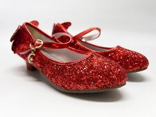 Girls Princess Butterfly Diamond Red Party Heel Dance Shoes - Size UK 4 (37)