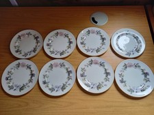 8 x vintage Royal Worcester June Garland fine china side/ bread plates - 6" diam