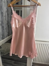 New Pink Satin & Lace Nightie Night Dress Pjs Mini Size Large