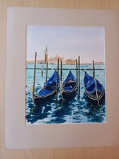 An Original Mounted Watercolour Painting Of Venice