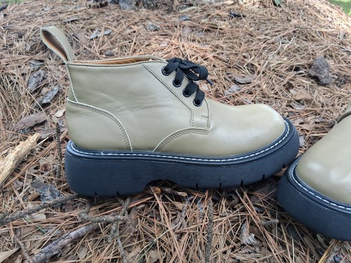 Green leather swell ankle - green,