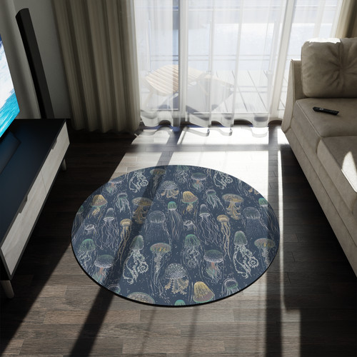 Jellyfish glow round rug - round,