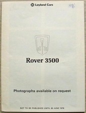 ROVER 3500 Car Press Photographs Order Form Leaflet June 1976