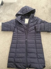 Girls navy longline coat, quilted 10-11 years M&S